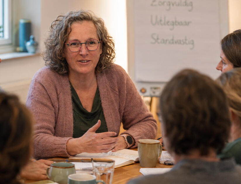 Ils spreekt tijdens een coachingssessie van een team